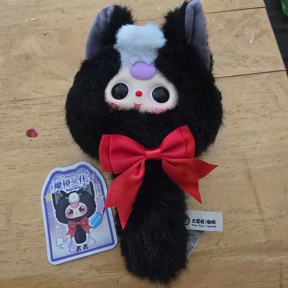 Baby Three Magic Mirror V2 Black Cat Plush Handheld Mirror Kawaii Collectible